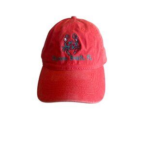 Vintage Daytona Beach FL Red Baseball Cap Adjustable Strap 100% Cotton ESY One S